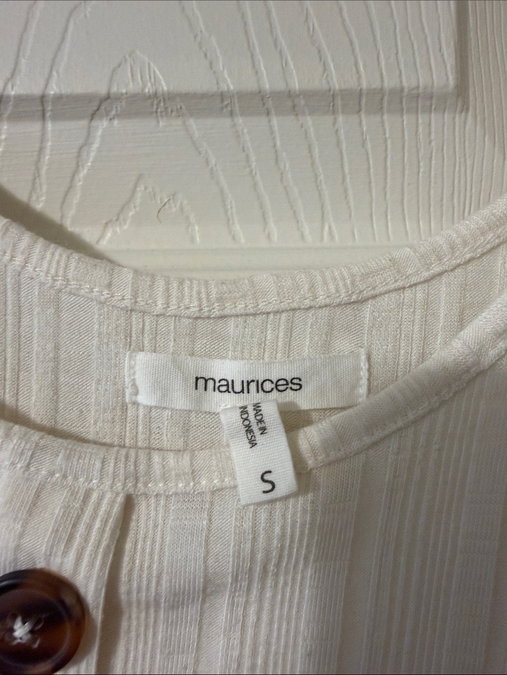 Maurices Cream Ribbed Button-Front Tank - Picture 2 of 3